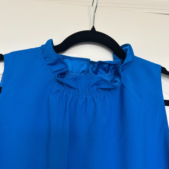 J.Crew Factory Ruffleneck Sleeveless Crepe Blouse - Picture 3 of 8